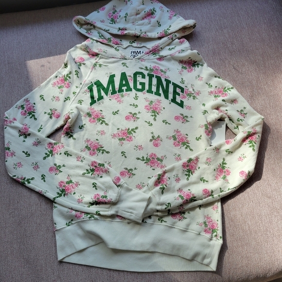 Pam & Gela Imagine Sweatshirt in Vanilla Bean SZ XS - Picture 3 of 7